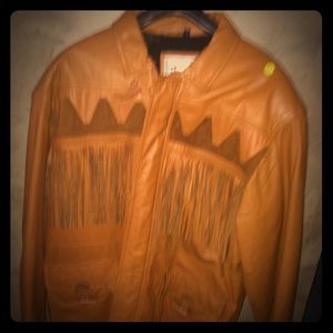 Awesome Lined Leather Fringe Man Jacket 46L
